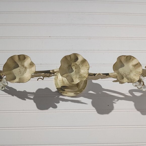 Italian Tole Iron Candelabra 5-arm Grape Leaves Votive Candle Holder Centerpiece - Picture 15 of 16